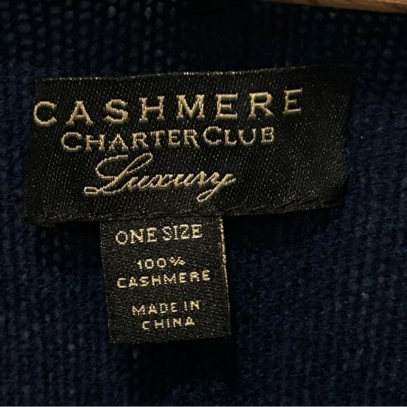 Charter Club Women’s 100% Cashmere Luxury Pullover Poncho -Blue- one size - Picture 3 of 5